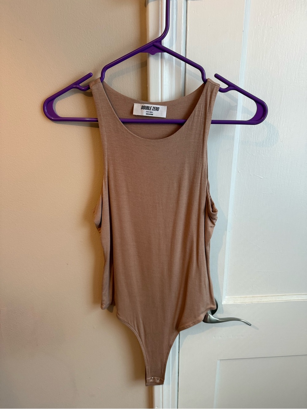 Double Zero Sleeveless Scoop Neck Bodysuit in Taupe